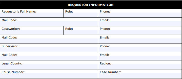 Requestor Information section on form 2277